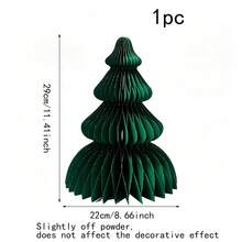 1pc Paper Honeycomb Christmas Tree Decoration, Creative Multi-Layered Green Shape With Glitter Powder Perfect For Christmas Scene Decoration,Christmas - Green - View 7