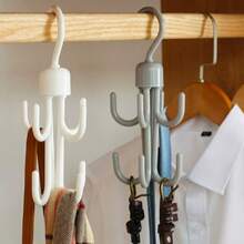 Double Layer Rotatable Six Claw Wardrobe Storage Rack, Durable Multi Hook Hanger, Wardrobe Organization And Storage, Suitable For Belts, Ties, Scarves, Hats And Other Items, Storage Hooks, Essential For Bathroom, Dormitory, Daily Home Storage - Multicolor - View 7