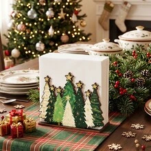 Christmas Tree Napkin Holder For Tables Classical Christmas Tree Napkin Holder Wooden Xmas Cute Cocktail Tissue Dispenser Wood Farmhouse Modern Tissue Dispenser For Storage - 1PC - View 2