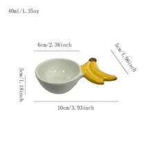 Asymmetrical Ceramic Bowl, Bread Design Dipping Sauce Dish, Creative Seasoning Container With Spoon Back To School,School Supplies - Multicolor - View 22