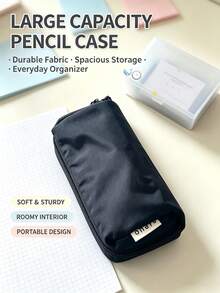 1pc Large Capacity Solid Color Pencil Case, Minimalist Black Zipper Pencil Pouch, Portable Stationery Storage Bag, Back To School Supplies, Suitable For Student School Stationery Storage, Back To School Student Gift - Multi-color - View 12