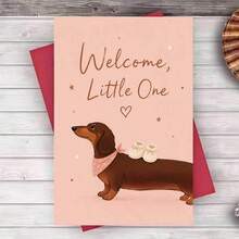 1/3 Pcs Greeting Cardcute Dachshund Greeting Card For New Arrival Celebration And Baby Shower Gift For Friends And Family Greeting Card - Multicolor - View 1
