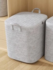 1pc Grey Large Capacity Storage Bag, Clothing Storage Bag, Miscellaneous Storage Bag, Dual-Way Alloy Zipper, Sturdy Handle, Soft Fabric, Precise Zipper, Suitable For Home Miscellaneous Storage, Clothing Organization, Seasonal Bedding Storage - Grey - View 3