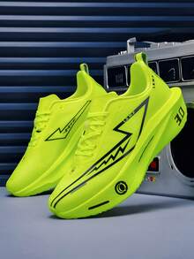 Men's Running Shoes, Lightweight Anti-Slip Breathable, Shock-Absorbing Carbon Plate, Suitable For Fitness, Outdoor And Daily Walking - Fluorescent Green - View 7