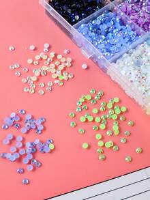 GO2CJBEADS 1 Set Resin Jelly Rhinestone Bedazzling Kit, 42 Grid Colorful Flat Gems Rhinestone With Storage Box, Tweezers And B-7000 For Handmade Crafts - Rhinestone Set - View 3