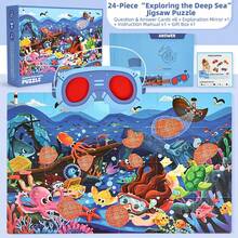 Explore Kids Puzzle Toy With Matching Clue Cards And Red Deciphering Glasses, Assemble Puzzle To Unlock Hidden Pattern, 2-In-1 Mysterious Treasure Hunt Game, Discover Little Secrets, Develop Observation And Concentration Skills, Suitable For 3+ Years Old Early Education - Multicolor - View 14