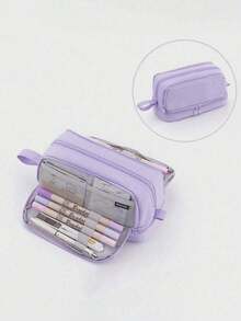 1pc Large Capacity Multi-Function Student Pencil Case, Portable Large Size Pencil Bag, Stationery Storage Box, Pencil Pouch, Back To School, First Day Of School - Single Piece - View 13