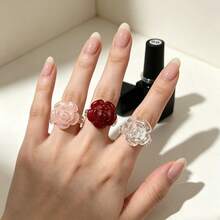 50pcs Transparent Flower Nail Color Rings, Wearable Gel Nail Polish Rings, Color Card Sample Rack, Nail Salon DIY Nail Polish Bottle Color Display Tool - Multicolor - View 5