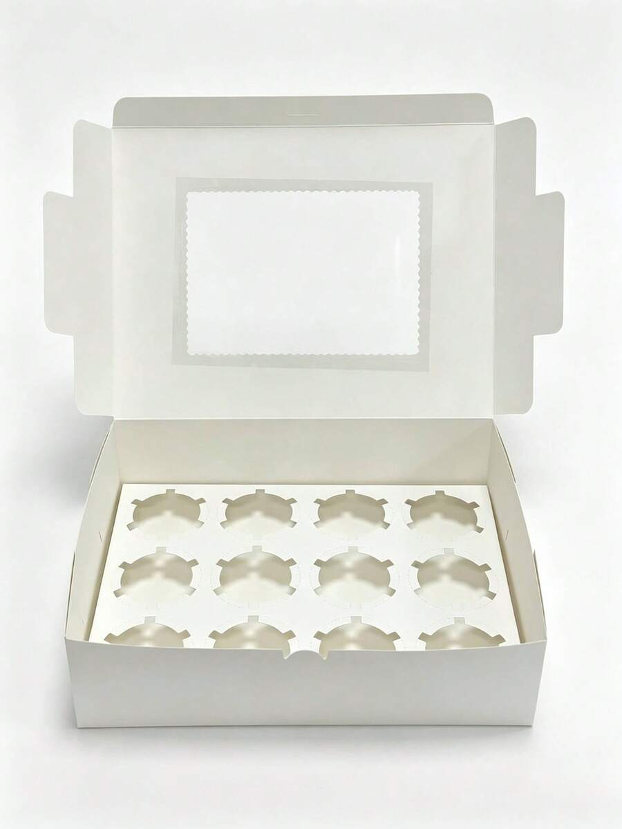 8/4/3/1pc Window Paper Box, 12-Cup Box, Large Size, Suitable For Birthday, Wedding, Valentine's Day Gift Packaging - White - View 1