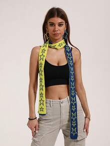 1pc New Autumn/Winter European & American Five-Point Star Knitted Fashion Casual Scarf Accessory Women's Long Scarf Custom Image Print - Multicolor - View 9