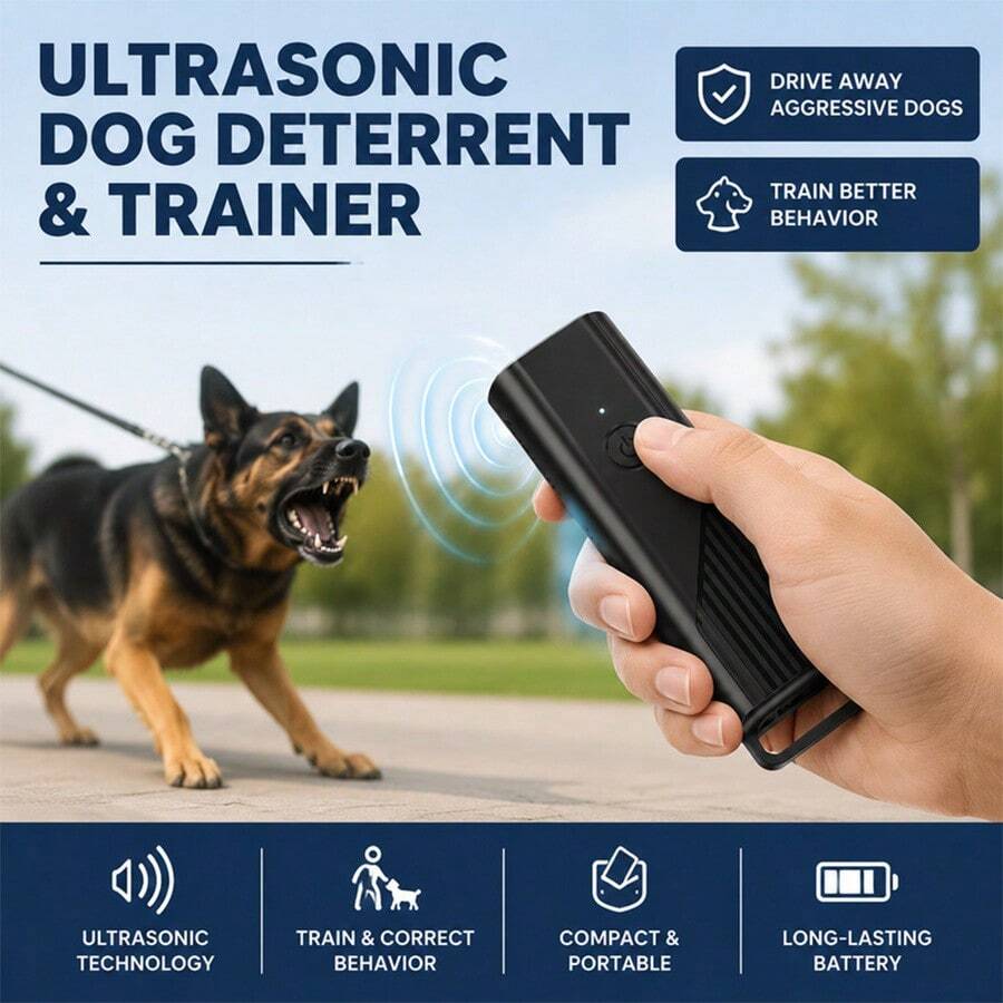Mini Ultrasonic Dog Repeller, Handheld Anti-Barking Device With LED Light, Rechargeable Dog Bark Deterrent, Strong Ultrasonic Dog Training Tool, Portable Indoor/Outdoor Pet Training Accessory, Anti-Biting Dog Training Product - Multicolor - View 1