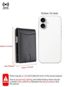 Slim RFID Wallet For Men, Carbon Fiber Bifold Purse With Money Clip, Zipper Coin Pocket ID Window, Anti-Theft Minimalist Smart Wallets - Multicolor - View 8