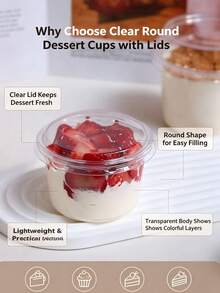 10/20/30/50pcs Mini Double Layer Cream Cups With Lids, Suitable For Yogurt, Ice Cream, Pudding - Multicolor - View 7