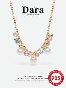 DARA Freshwater Pearl Necklace S925 Silver 5-6mm Near Round High Luster Macaron Color Women's Birthday Gift - Multicolor - View 1