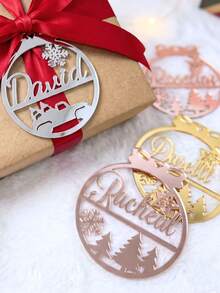 Custom Acrylic Christmas Decor - Personalized Name Pendant, Laser Cut Christmas Tree Ornament, 2026 First Christmas Gift For Family, Couples And Friends, Christmas Ball Name, Laser Cut Name Tag, Christmas Pendant, Red Hanging Rope - Multicolor - View 11