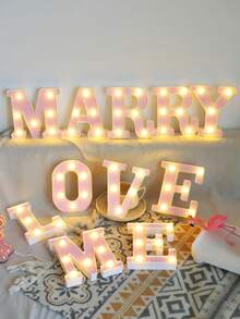 1pc 16cm Pink Luminous Letter Light, Home Decoration LED Letter Light, Indoor Room Wedding Proposal Birthday Party Decoration Letter Light Board - Pink Small Letters - View 4