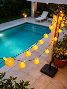 1PC Simulation Orange Solar Fairy String Lights, 10/20 Head LED Decor Lamp, Weatherproof Outdoor Landscape Light, Ambient Ornament For Lawn, Fence, Camping, Birthday & Seasonal Party Decoration - Multicolor - View 5