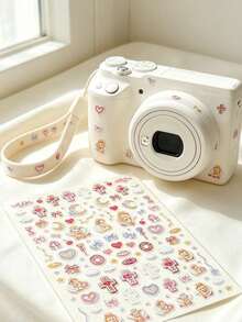 1Set Stickers Aesthetic, Journaling Supplies, Vintage Baroque Angel Bear Pattern Decorative Sticker, With Bow And Heart Motifs, For Surface And Nail Decoration - Cross Bear - View 3