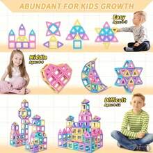 Magnetic Building Blocks Set, STEM Toys For Girls And Boys, Magnetic Tiles, Educational Magnetic Toy Blocks Gift For Kids, Halloween/Thanksgiving/Christmas Gift - Multicolor - View 5