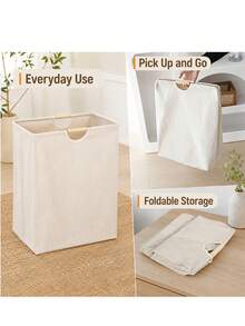 Bohemian Style Oversized Laundry Basket With Handles - Freestanding, Foldable And Collapsible For Storage, Suitable For Bedrooms, Bathrooms, And Dorms, Fresh And Beautiful Style, Large Capacity, Soft Material, Laundry Baskets - Multicolor - View 4