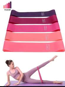 5pcs/Set Gradient Pink Resistance Bands, Strength Training Fitness, Hip Shaping Bands, Suitable For Squats And Leg Exercises - Multicolor - View 8