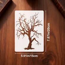 2pcs Tree Painting Stencils, Washable And Reusable Classical Gothic Tree Templates, Suitable For Wall Decoration, Home Decor, Canvas, Art Textiles, Painting, Floor Tiles, Handmade Notebooks, Scrapbooking - A - View 2
