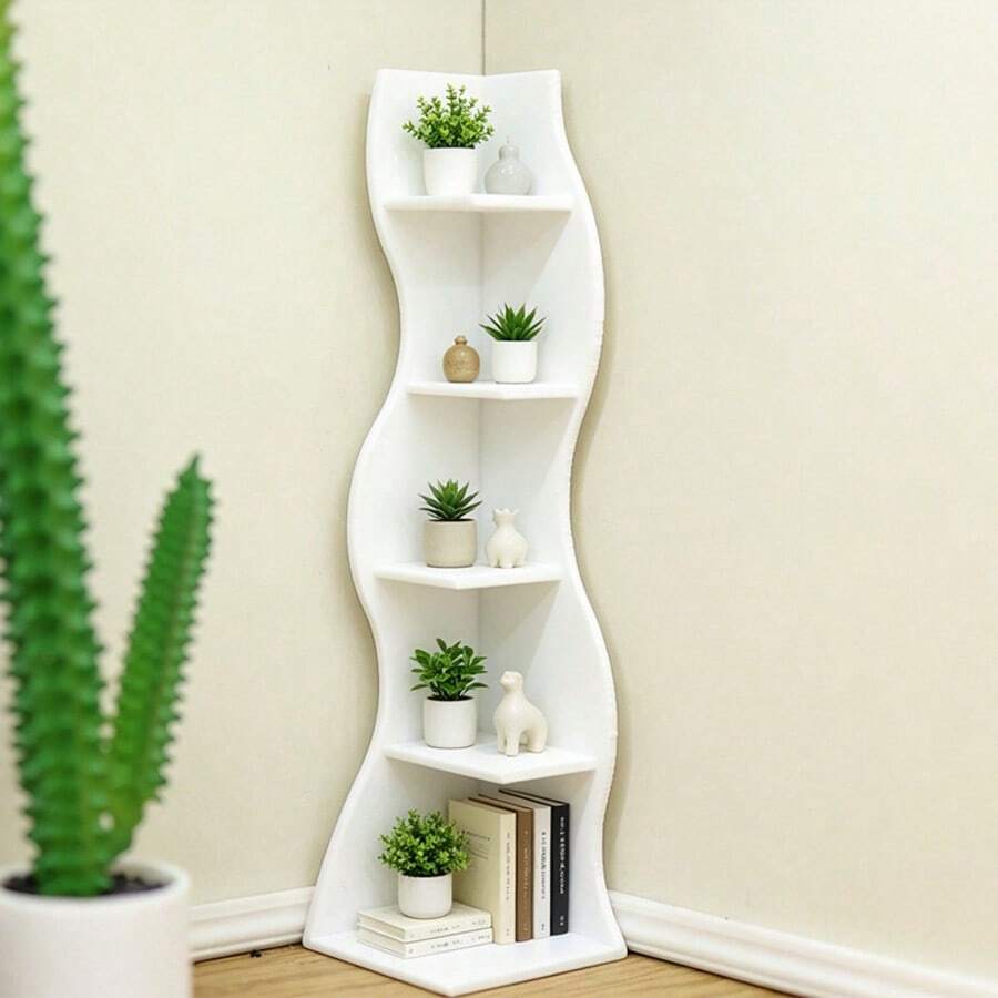 Miniature Furniture Model Decor, Curved Corner Bookshelf For Model House, Creative Asymmetric Mini Round Corner Storage Rack, Realistic Life Scene Display Ornament (Decorations Not Included) - Curved Corner Cabinet - View 1