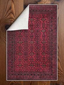Digitally Printed Non-Slip Washable Runner And Area Rug Suitable For Living Room, Outdoor, Bedroom, Kitchen Carpet, Modern Design | Modern, Scandinavian, Bohemian And Classic Styles | 100% Polyester - Red - View 3