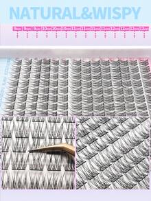 168 Pcs D Curl Natural Eyelash Extension Kit, 168 Pcs Cluster Lashes Kit, Thin Eyelash Extension, 9-12mm Individual Lashes, With Lash Glue And Eyelash Extension Tweezers, DIY Home Eyelash Extension Kit, Eyelashes, False Eyelashes - Black - View 2