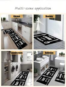 SANJIANGDI 1pc Simple Line Drawings Of Tableware Pattern Mat, 3.5 Mm Soft Rubber That Absorbs Water And Is Easy To Clean. Suitable For Corridors, Bathrooms, Living Rooms, Outdoor Door Mats, And Toilets. Useable Throughout The Year And For Various Holidays. - Multicolor - View 7