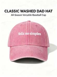 1pc Unisex Feliz No Simples Printing Baseball Cap Adjustable Casual Cap Stylish Hiking Hat Perfect For Parties Travel Sun Protection And Everyday Use - Multicolor - View 5