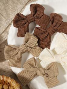 1/4/6pcs Vintage Ribbed Bow Hair Clips Classic French Fabric Bow Hair Clips, Autumn/Winter Women's Hair Accessories Gift, Suitable For Daily Wear - Multicolor - View 2