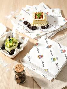 300pcs Cake Liners, Greaseproof Paper, Oil-Resistant Basket Liners, 100/200pcs Pre-Cut Non-Stick Baking Paper, Suitable For BBQ, Picnic, Party, Holiday - View 1