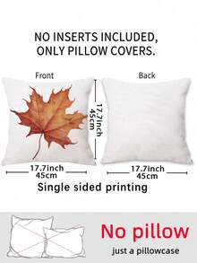 1pc Thanksgiving Maple Leaf And Pumpkin Print Throw Pillow Cover – Harvest-Themed Decor; Single-Sided Digital Print; Suitable For Sofa, Living Room, And Bedroom; Zipper Closure; Machine Washable (Insert Not Included) - Brown - View 2