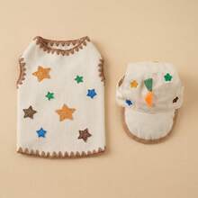 2026 Autumn/Winter New Cute Star Pet Vest & Hat Set For Small Cats & Dogs, Daily Photo Shoot Outfit & Birthday Gift - Multicolor - View 4