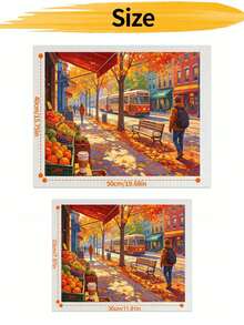 Adult & Beginner Digital Oil Painting Kit, Autumn Street, Easy Acrylic Painting Supplies (Includes Brushes & Paints), Suitable For Home Decor, Ideal Gift For Holiday. - Sets - View 4