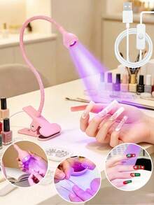 1pc UV LED Nail Lamp, Flexible Gooseneck USB Nail Light Therapy Lamp, Portable Mini Gel Polish Curing Light, Fast Drying Nail Partial Baking Lamp, Home Salon DIY Nail Tool - Multicolor - View 1