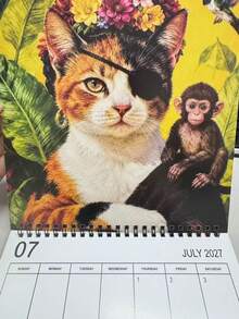 2027 Calendar: 12-Month Double-Sided (Page) Thick Paper, 21.08x21.08cm Screaming Cat Theme Wall Calendar | Brightly Colored Design, Suitable For Personal Planning And Fun Office And Home Decoration - Multiple Styles - View 6