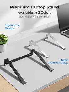 Aluminum Alloy Laptop Stand Ergonomic Detachable Desktop Holder Heat Dissipation Floating Height Adjustable Rack Universal Silver, Black - View 1