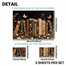 3pcs Vintage Book & Butterfly Laptop Stickers, Removable No-Residue PVC Decals, Scratch-Resistant Artistic Style Laptop Protective Stickers, Includes 1 Screen Back Sticker + 2 Touchpad Side Stickers - View 10