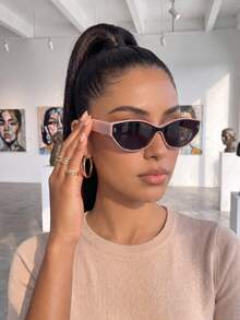 Womens Oval Cat Eye Glasses For Women Lightweight Fashion Retro Vintage Y2K Glasses Beach Summer Vacation Travel Outdoor Eyewear Accessories Lentes - Tea Frame Tea Leaves - View 5