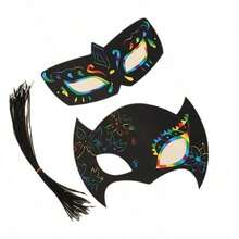 Scratch Art Hero Masks With Elastic Band And Wooden Stylus - Perfect For DIY Crafts, Costume Parties, Carnival, Christmas And Thanksgiving Decorations (6 Masks + 6 Bags + 6 Bamboo Sticks) - Multicolor - View 6