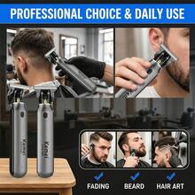 Kemei Zero‑Gap T‑Blade Hair Trimmer, USB Rechargeable Cordless Hair Clipper For Men, Professional Barber Carving Fading Beard Trimmer With Limit Combs, Home Salon Grooming Tool Men Gift - Grey - View 9