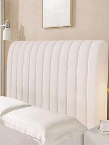 Hexagon Pattern Quilted Soft Bread-Style Headboard Cover, Thick Solid Color Dust-Proof Protective Headboard Cover, All-Season Bedding Accessory, Fixed Adhesive Headboard Cover, Elastic Stretchable Back, Detachable - Off-white - View 6