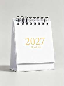 تقويم مكتبي بسيط 2027 صغير الحجم بتجليد حلزوني قائم قابل للقلب مع قاعدة حامل قابلة للطي، غلاف بألوان باستيل، عرض التاريخ الشهري للمنزل والمكتب والمدرسة وغرفة الدراسة، جدول يومي، هدية رأس السنة - متعدد الألوان - مشاهدة 18