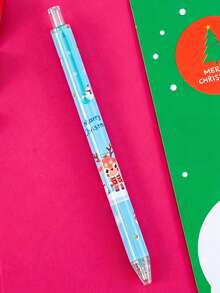 6/1pc Christmas Cartoon Click Neutral Pen 0.5mm Black, Santa Claus Reindeer Christmas Tree Pattern, Student Holiday Gift Writing Pen, Suitable For Festive Holiday Gift Giving - Multicolor - View 7