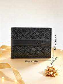 1 buah Dompet Pendek Pria Tekstur Tenun Mewah Hitam, Slot Kartu Ganda, Jendela ID, Dompet Kulit PU Lipat Dua, Dompet Pendek Portabel Kapasitas Besar Minimalis untuk Bisnis, Cocok untuk Perjalanan Sehari-hari dan Acara Bisnis Ringan, Hadiah Liburan - Hitam - View 2