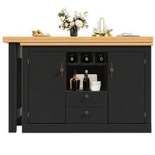 Flieks 360° Rotation, Bar Table (Main Body 120-180 X 40 X 76 Cm), Coffee Bar Furniture, Rotatable Dining Bar With Storage, Kitchen Island, Double Doors With Wine Rack, Adjustable Shelves, Open Storage Space - Black - View 10