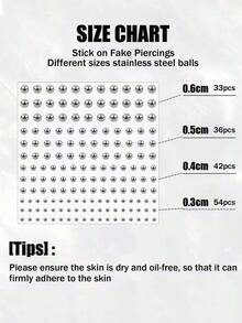 1650/825/165pcs 3-6mm Silver-Plated Acrylic Fake Nose Rings, Earrings, Stickers, Fake Eyebrows, Lip Rings, No-Piercing Body Jewelry, Face Stickers - Silver - View 5