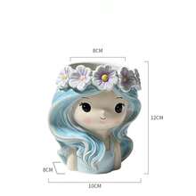 1pc Creative Fairy Princess Small Flower Pot, Balcony Gardening Mini Landscape, Succulent Planter, Desktop Decoration, Green Plant Container - Cartoon - View 7
